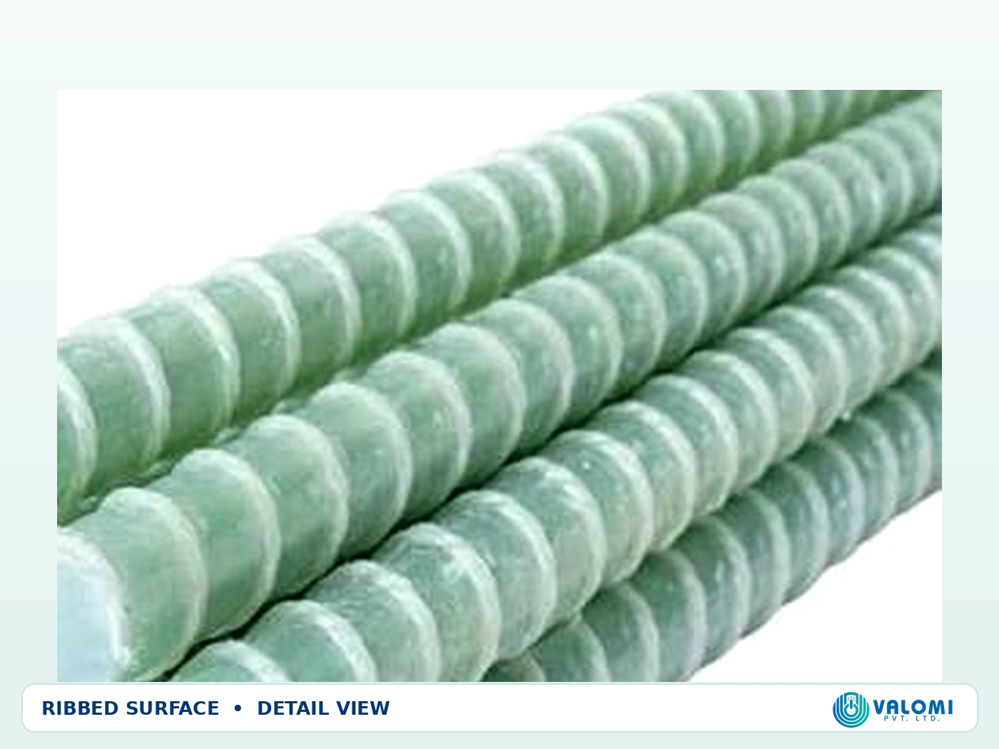 Close-up view of VALOMI ribbed fiberglass rod texture